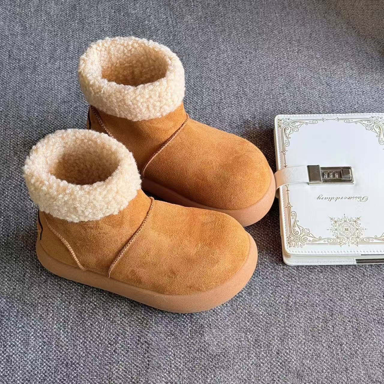 2025冬季新款大土豆中筒雪地靴内增高加厚厚底防滑冬季保暖加绒鞋