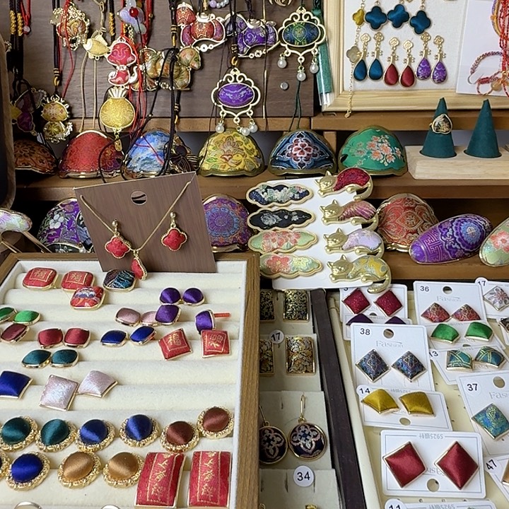 琉璃纯铜合金耳钉大弯弯