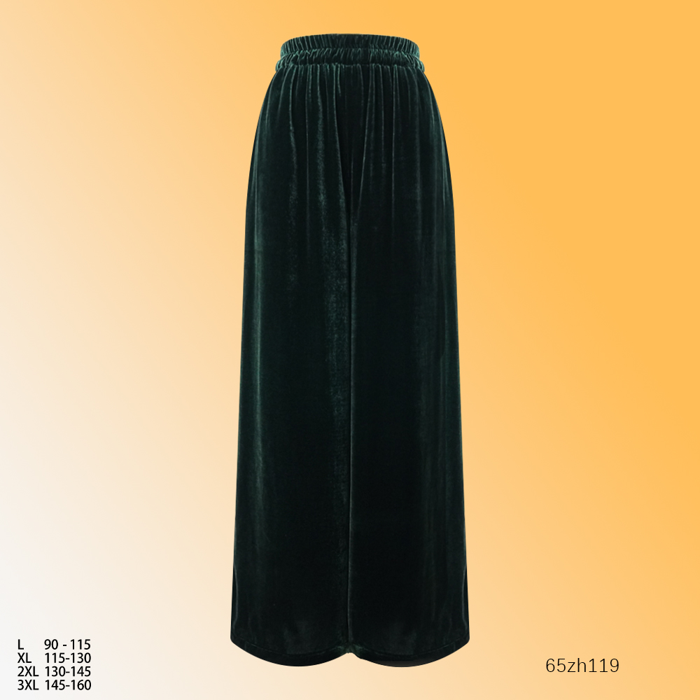 LL 2025初秋新款优雅时尚女绿丝绒直筒休闲裤子65zh119