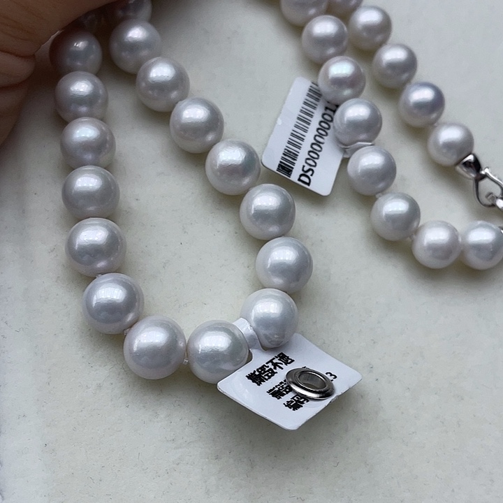 淡水珍珠银S925镶嵌颈饰卡10➕高品极光冷白炫炫银蓝光