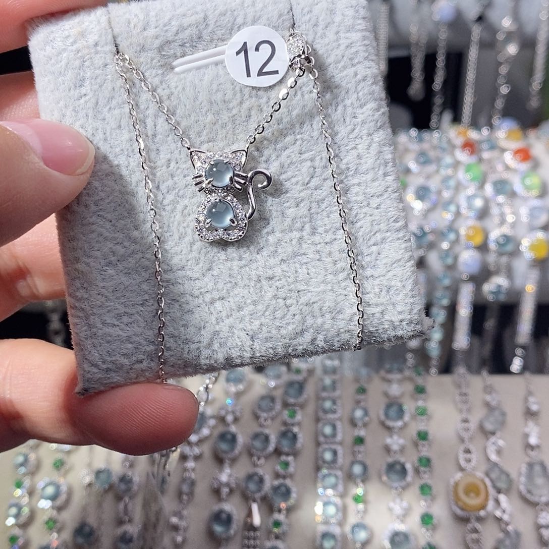 翡翠银S925镶嵌颈饰