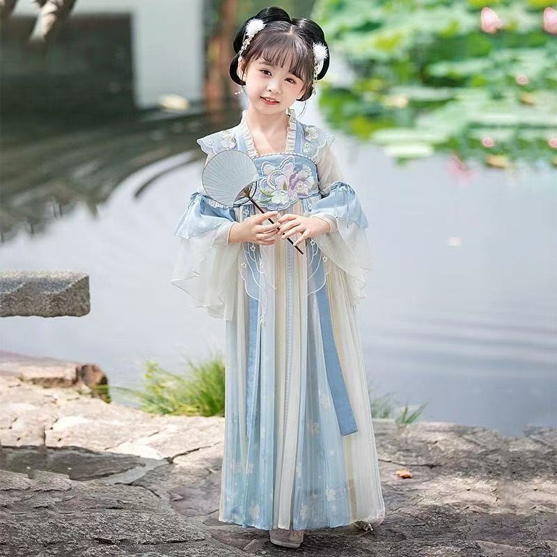 汉服女童夏款古装2025新款仙气襦裙女宝古风连衣裙