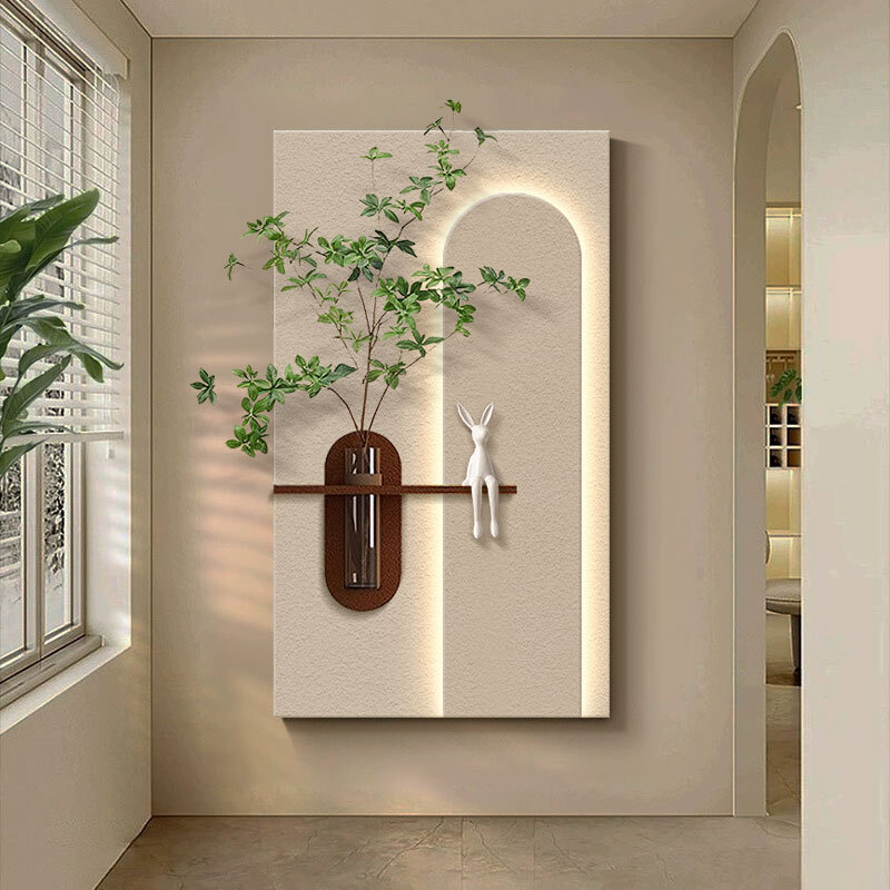 花瓶水培绿植装饰画玄关画餐厅立体客厅砂岩背景墙挂画