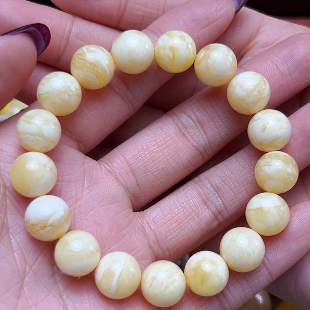 蜜蜡裸石未镶嵌12mm单圈