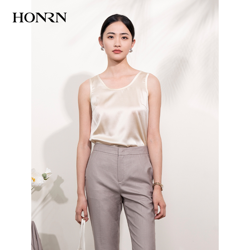 HONRN/红人桑蚕丝真丝打底无袖吊带背心女内搭夏季款HI22OB543