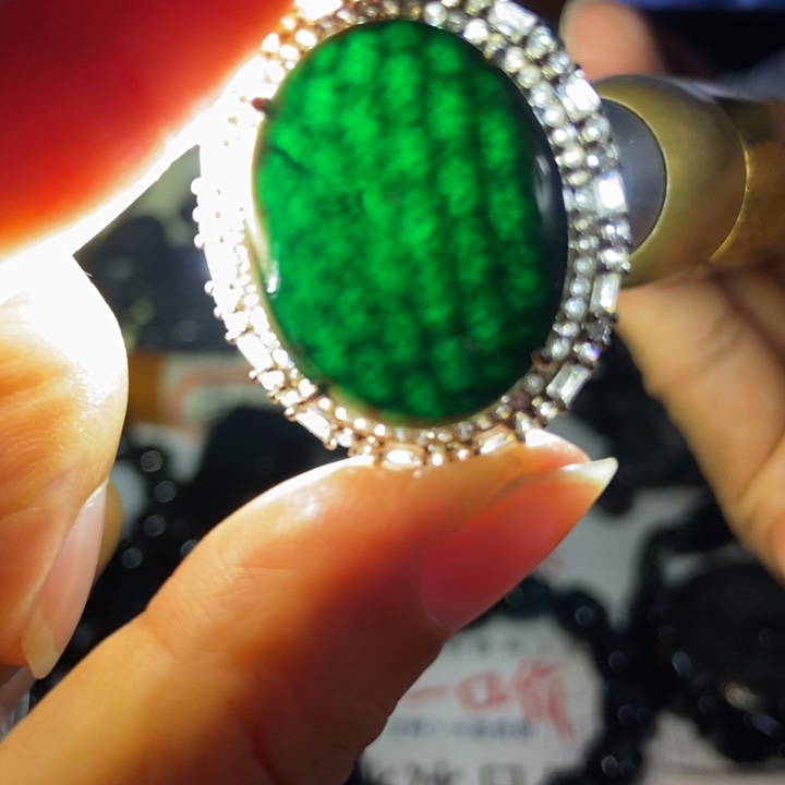 翡翠银S925镶嵌颈饰墨翠