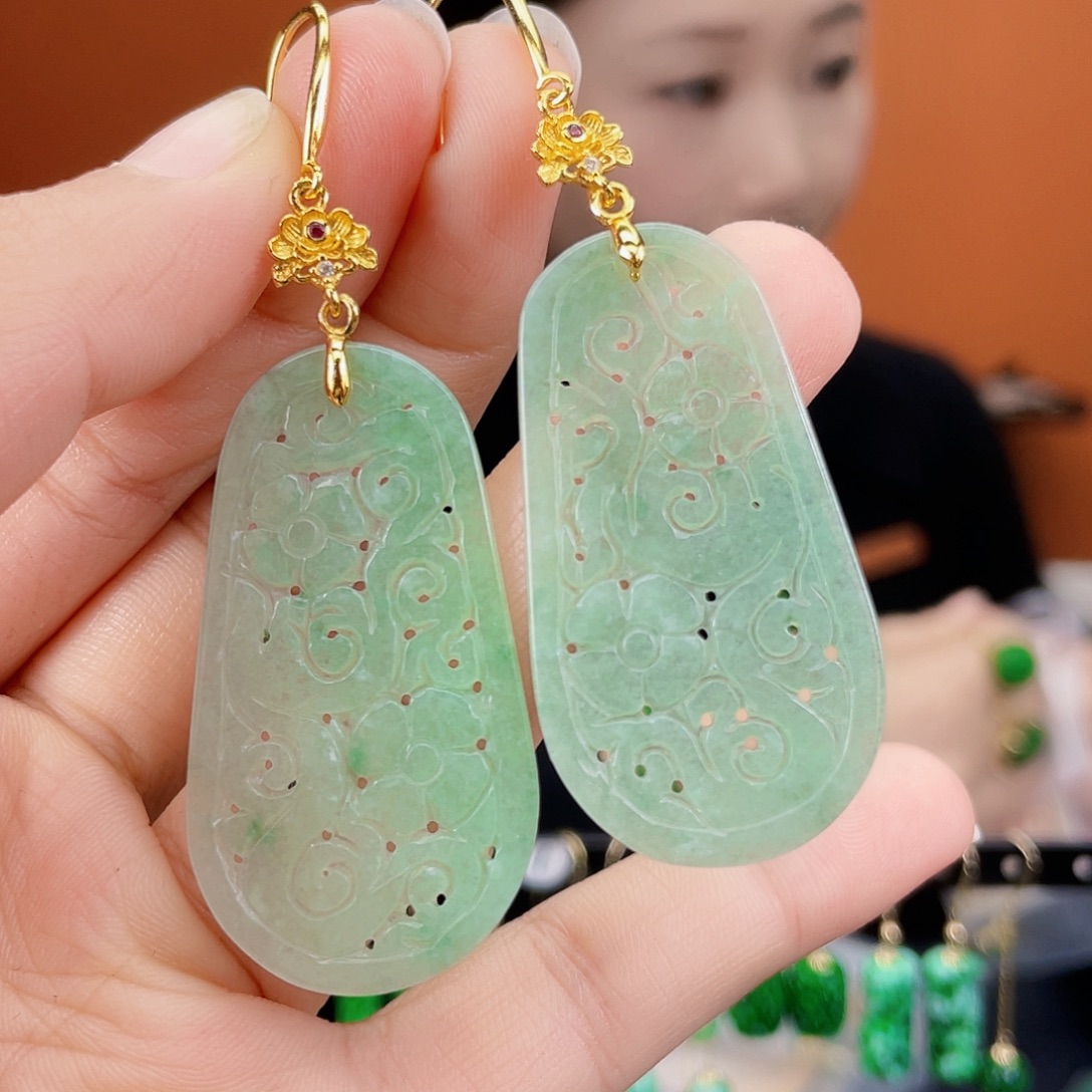 翡翠未镶嵌耳饰饰品