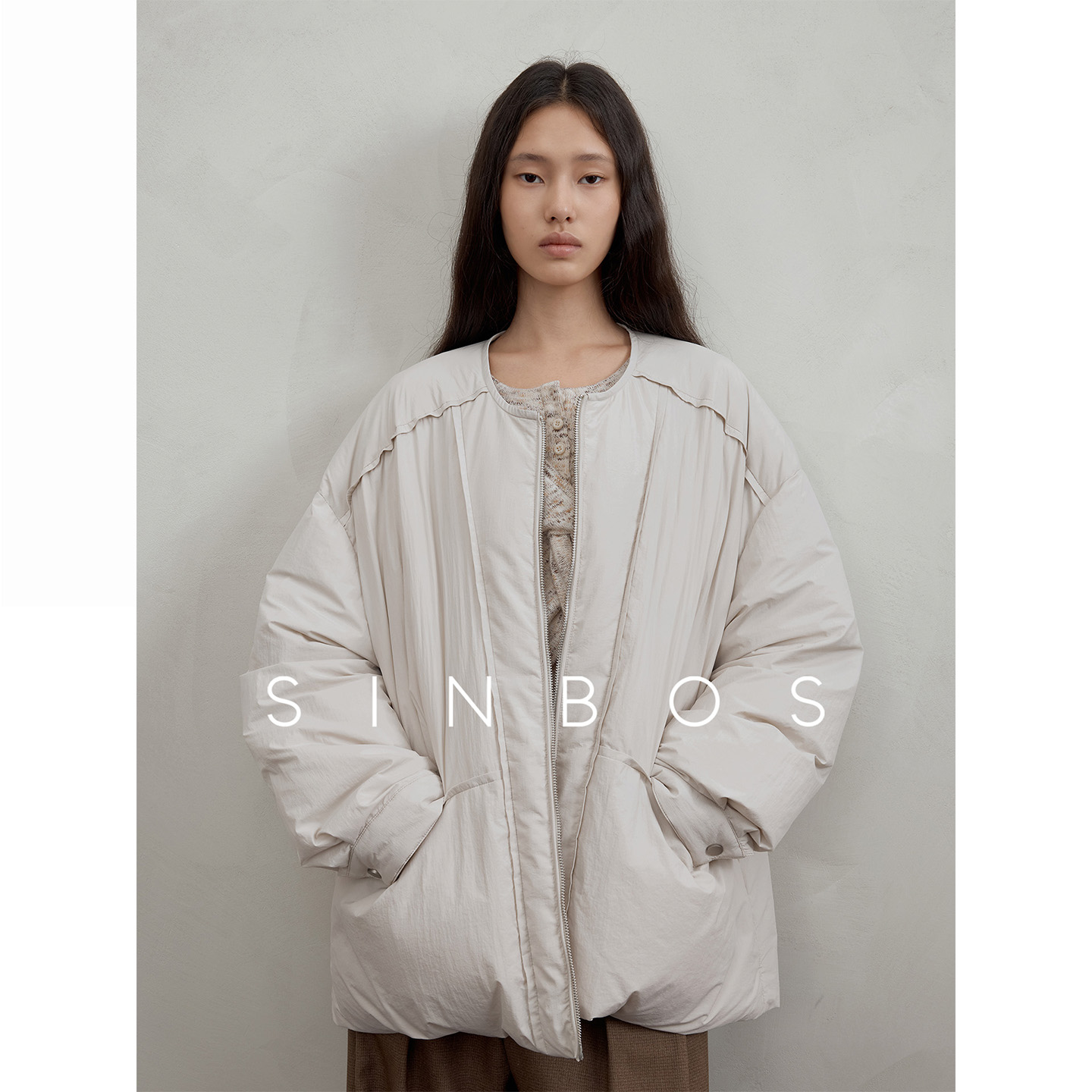 SINBOS轻暖加州 H廓形宽松中长款90%白鸭羽绒服女装2025秋季新款