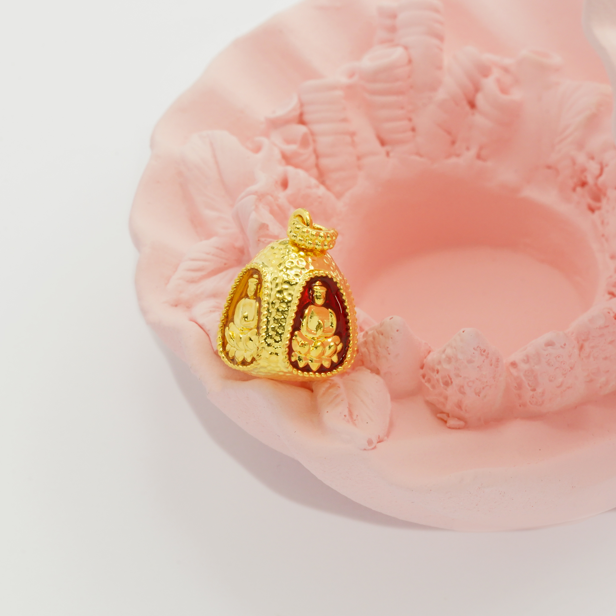 【厚金升级款】18k金珐琅四面佛吊坠（大）【QL07391】