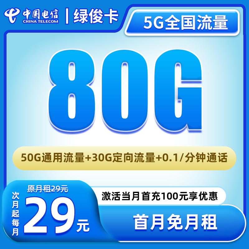 【绿俊卡-发全国】大流量卡电话卡不限速5G网卡官方手机卡
