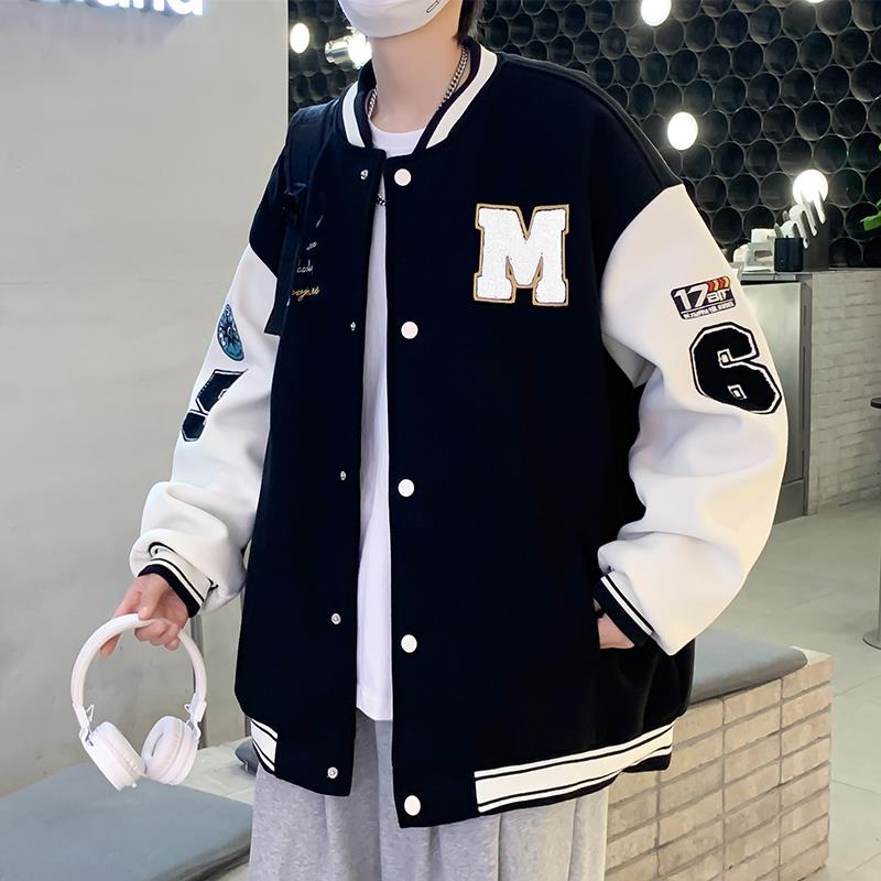 范哲萨棒球服外套男士冬秋冬季潮牌美式痞帅青少年男款加绒宽松休