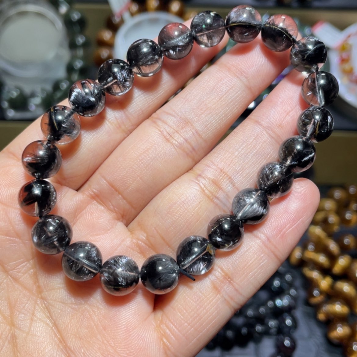 【闪购商品】水晶手串未镶嵌黑银钛手串