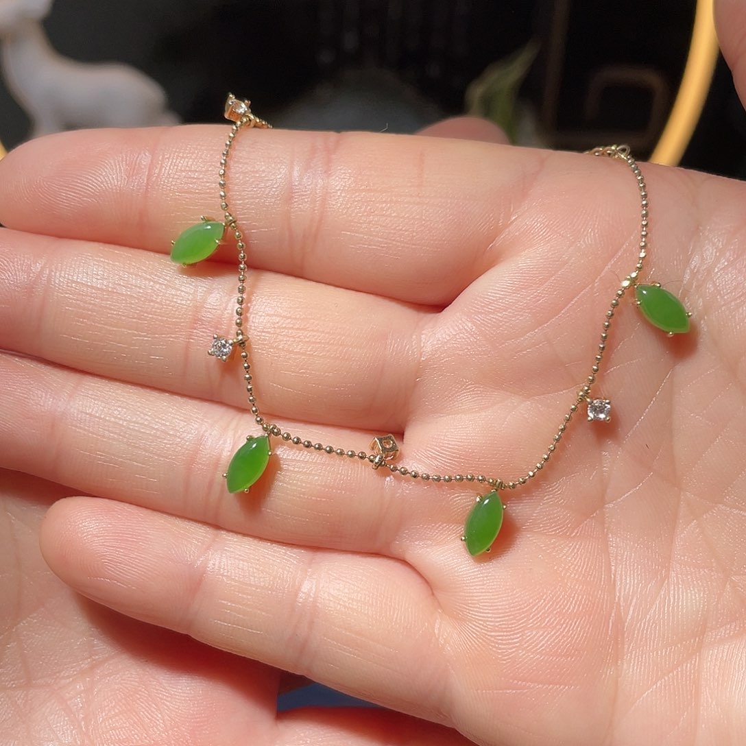 和田玉手链银S925镶嵌