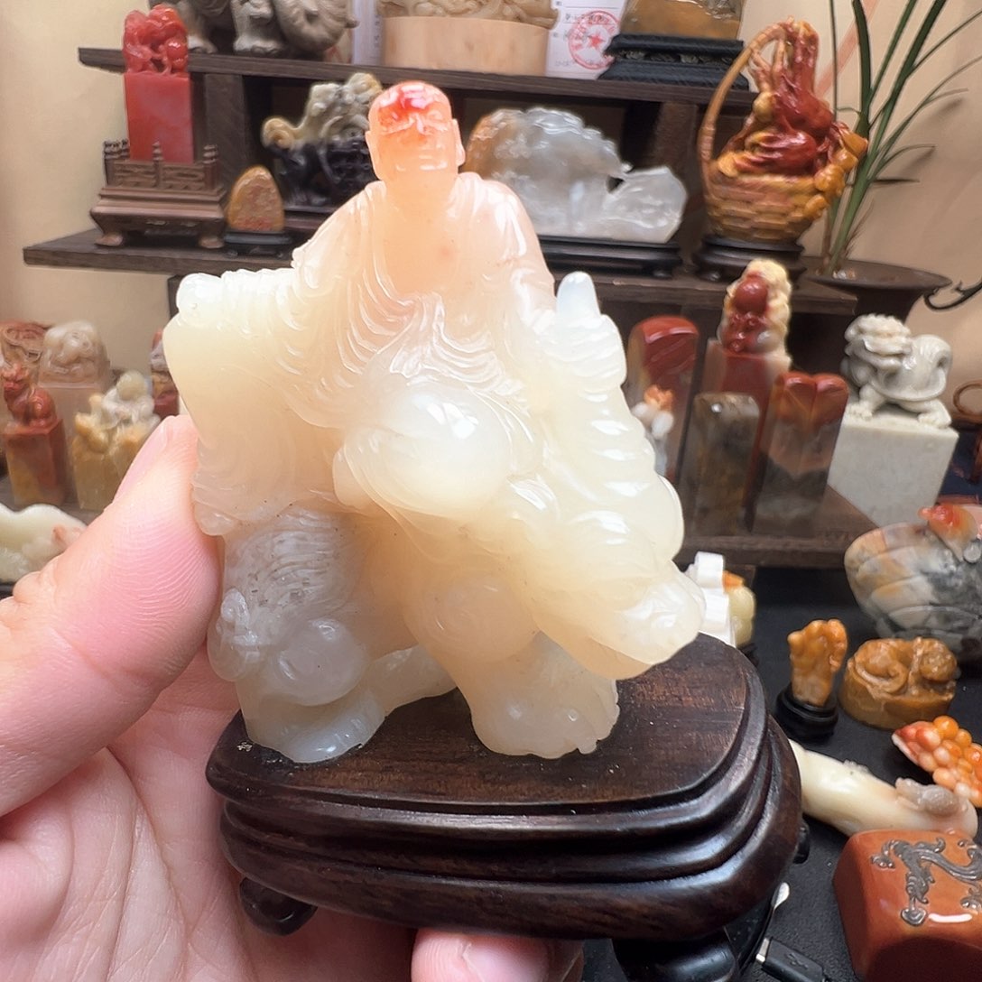 石材寿山石李红善伯晶冻石