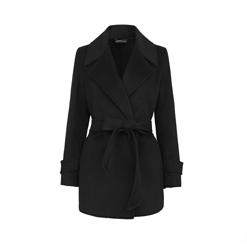 sdeer圣迪奥女装时尚气质百搭西装领收腰毛呢短款大衣S23482603