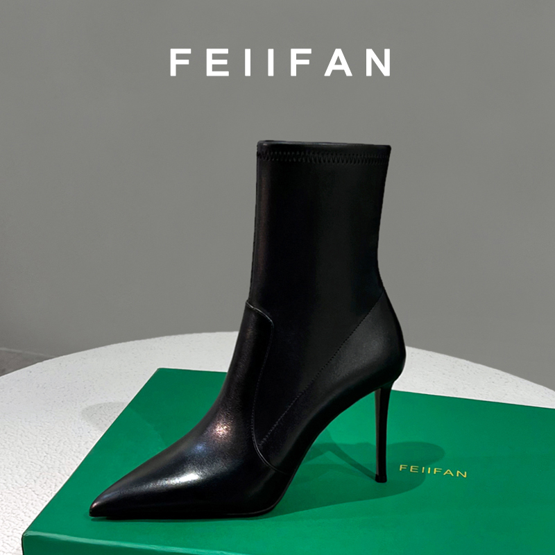 【现货】尖头短靴2025秋冬新款女士细跟高级感不累脚绝美高跟鞋011