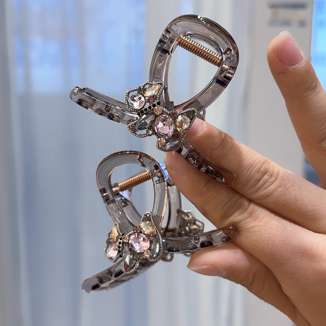 布艺非金属2个8公分彩钻小狗抓夹