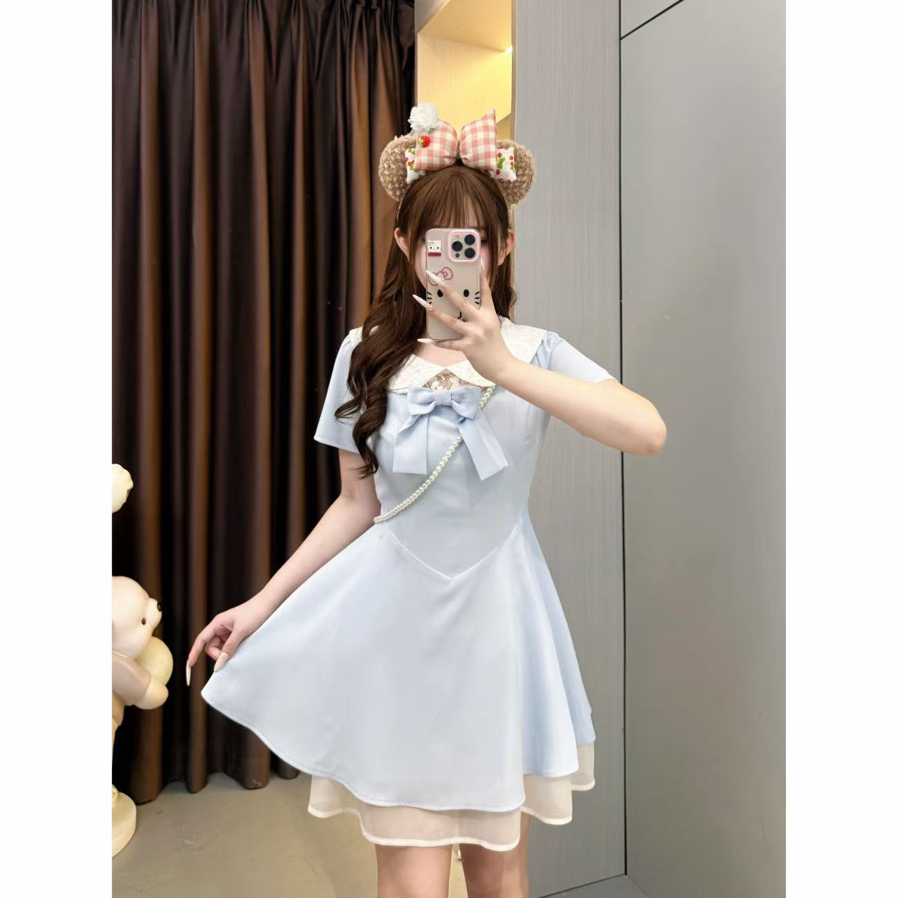 【天鹅湖畔】9958胖mm千金高级女夏芭蕾风气质收腰网纱拼接蓬蓬短裙