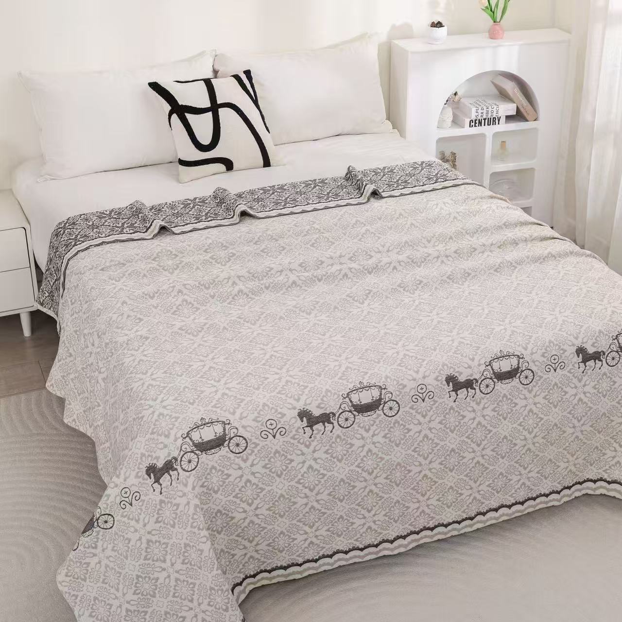 M【花嫁马车】200*230cm罗布麻精梳床盖亲肤透气多功能家用可机洗
