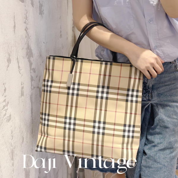 大吉中古/Burberry经典格纹琴谱tote