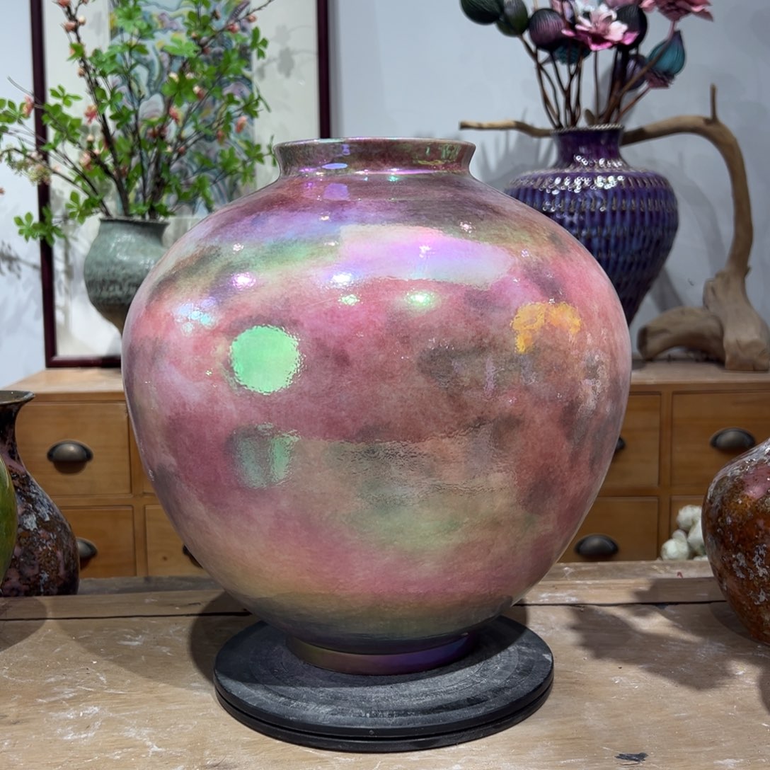 摆件陶瓷花瓶高32口10微瑕