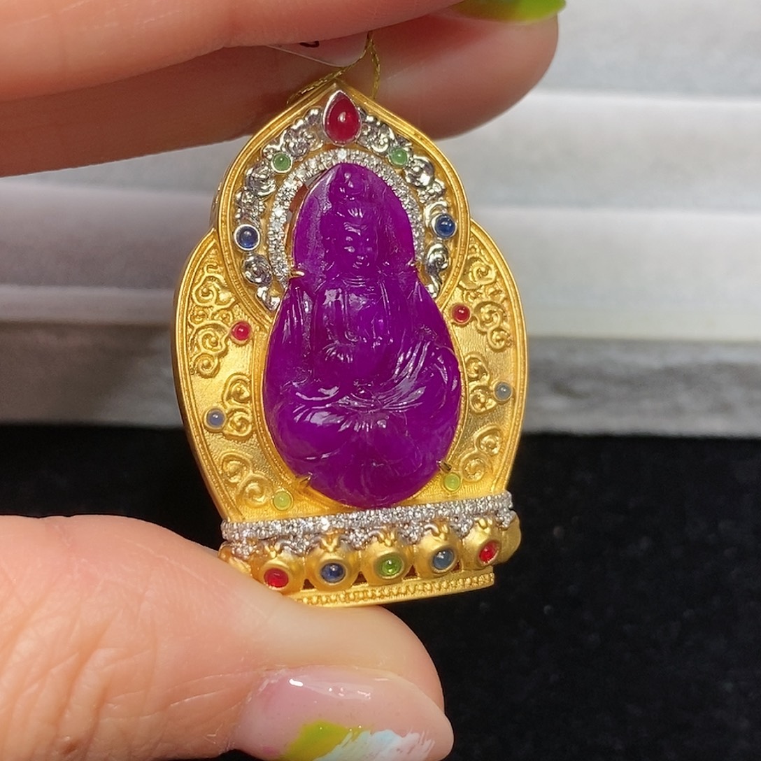 苏纪石（舒俱来）18K金镶嵌吊坠(不含链)