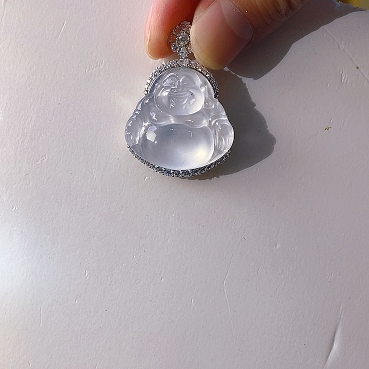 石英质玉吊坠(不含链)银S925镶嵌〰️