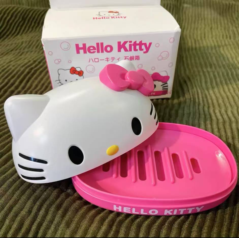 M566 卡通小猫收纳盒香皂盒玫红色KT