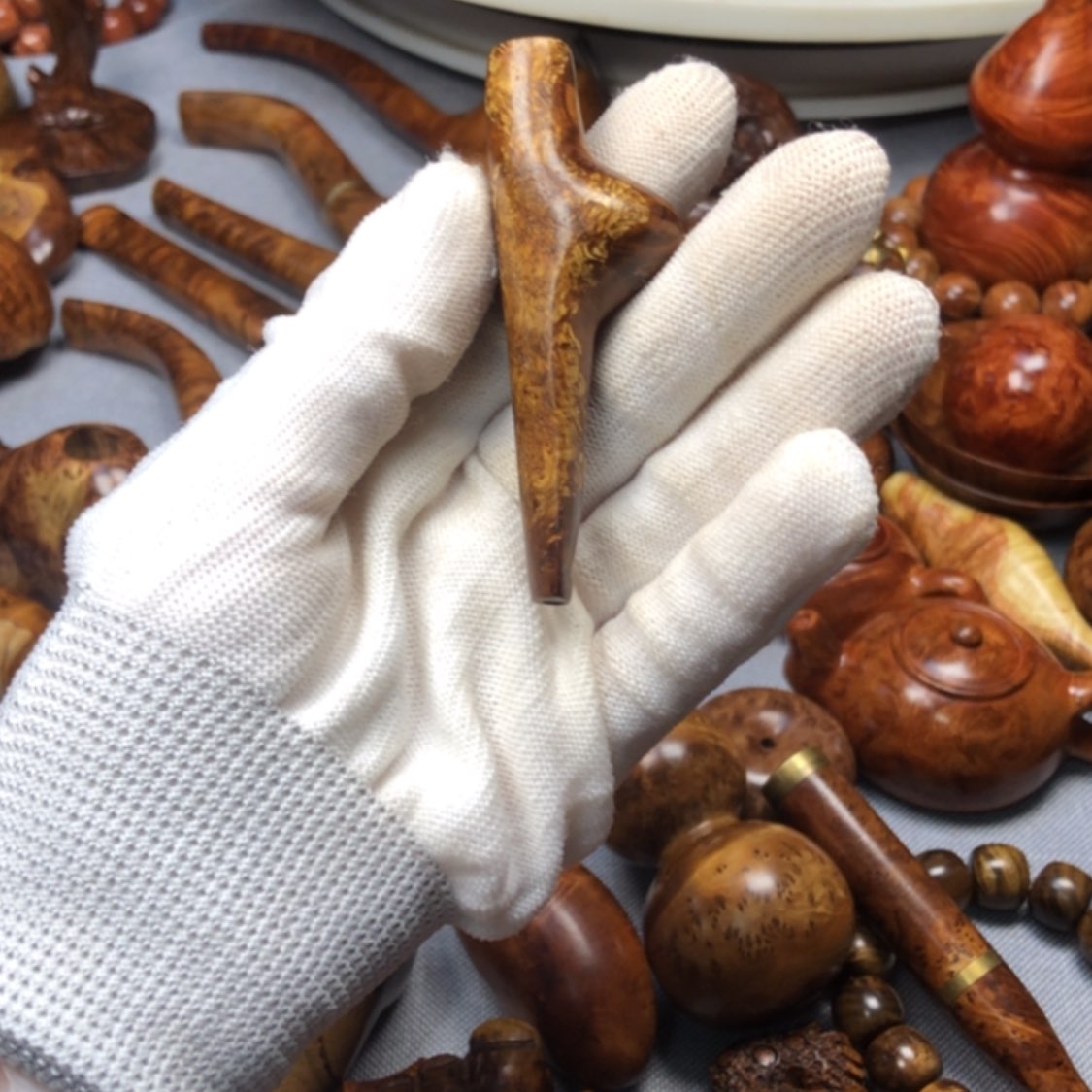 【闪购商品】香榧木麻梨疙瘩火琉璃手把件