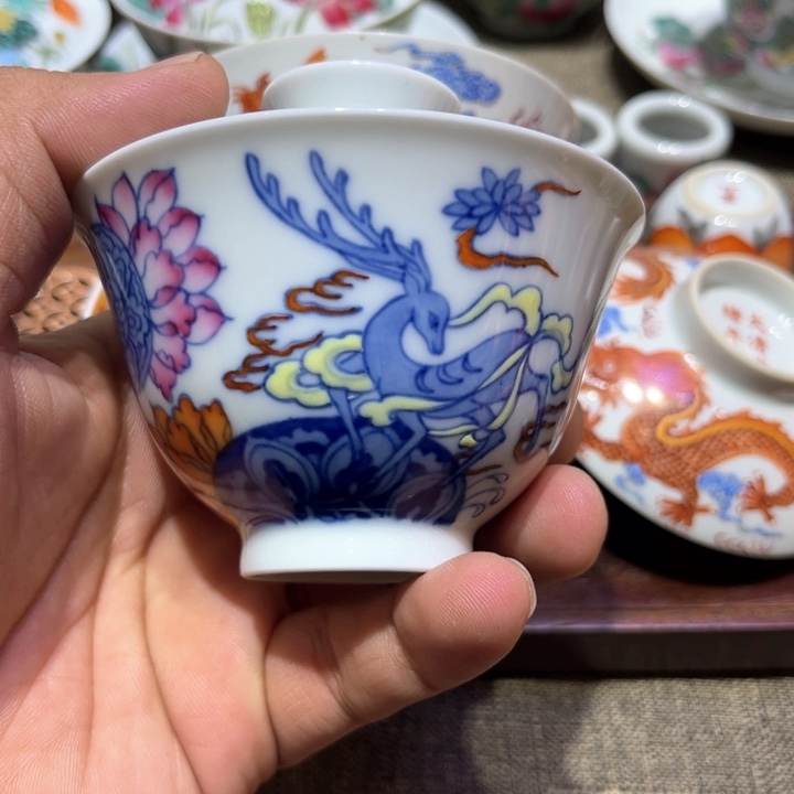 纯手绘精品盖碗杯