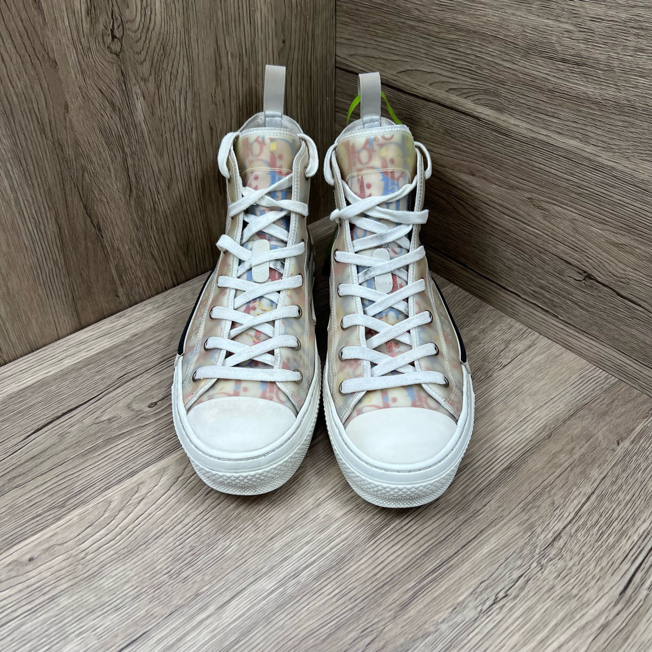 Dior 迪奥 B23 米白色彩色老花logo高帮板鞋 41码/9新/无配件