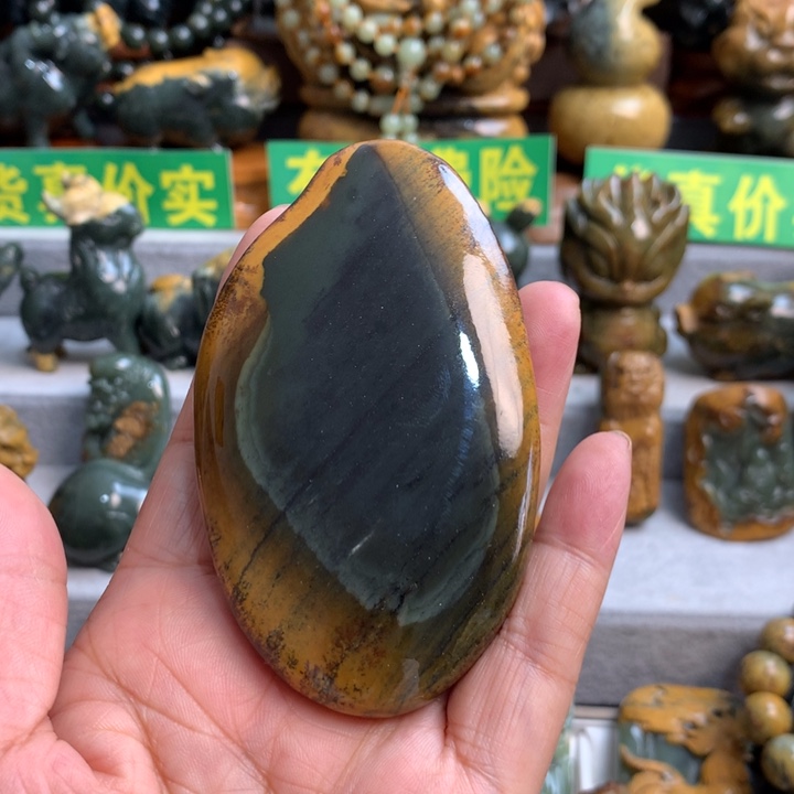 岫岩河磨玉（透闪石质玉）手把件未镶嵌@*远