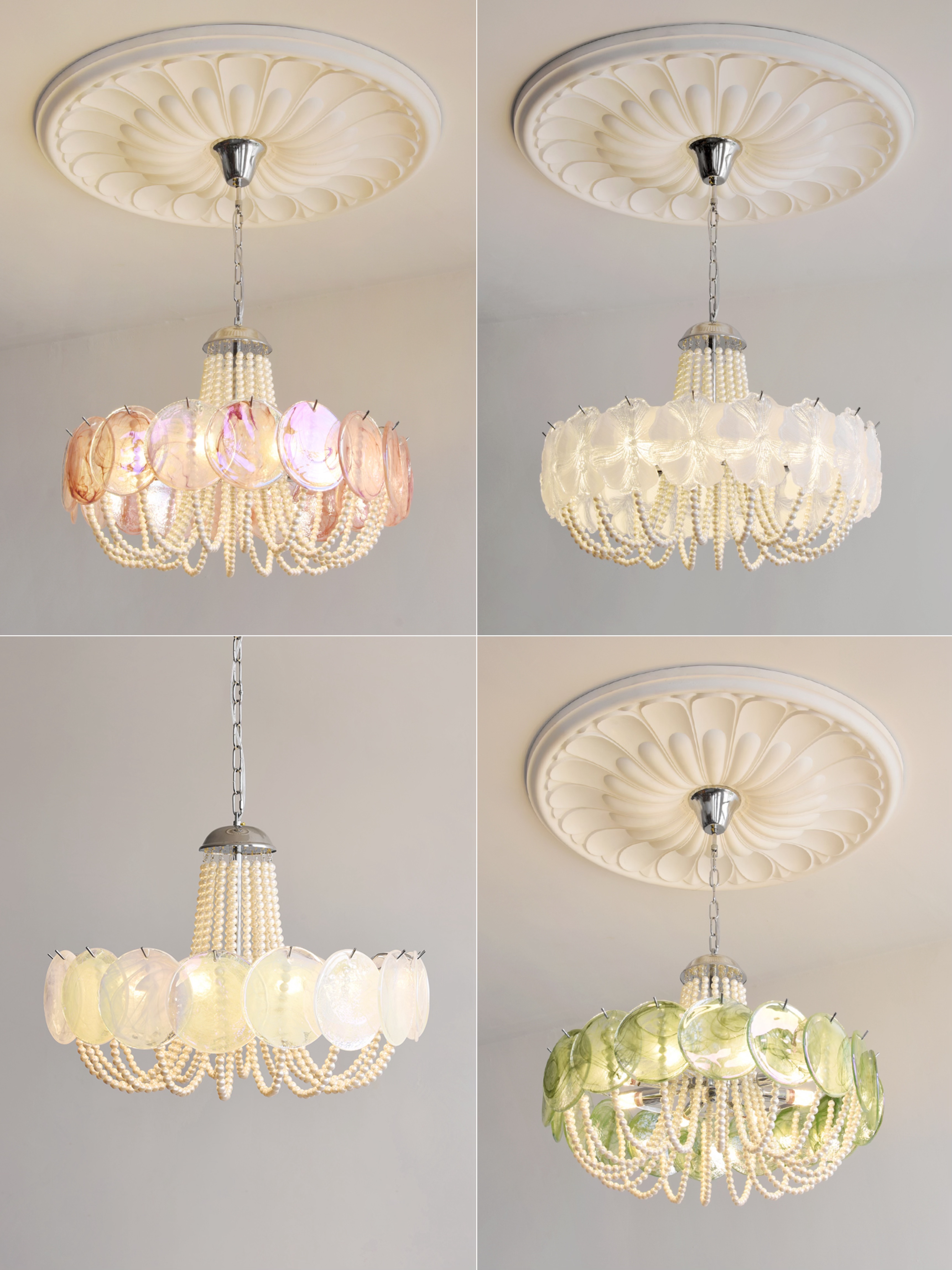 法式轻奢卧室客厅玻璃珍珠创意氛围感吊灯奶油风设计师款