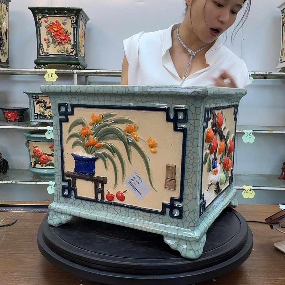 燕***子石湾盆330陶泥花盆