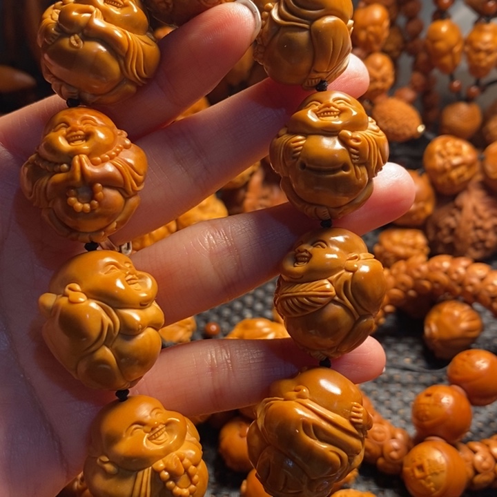 吊坠橄榄核小*微上色精品弥勒