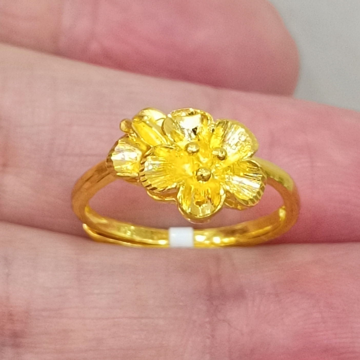 足金999黄金戒指女款正品纯黄金女式戒指活口时尚真金花戒指4.64