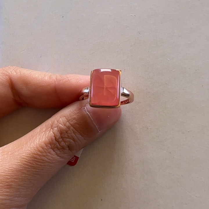 菱锰矿（红纹石）戒指银S925镶嵌5****子