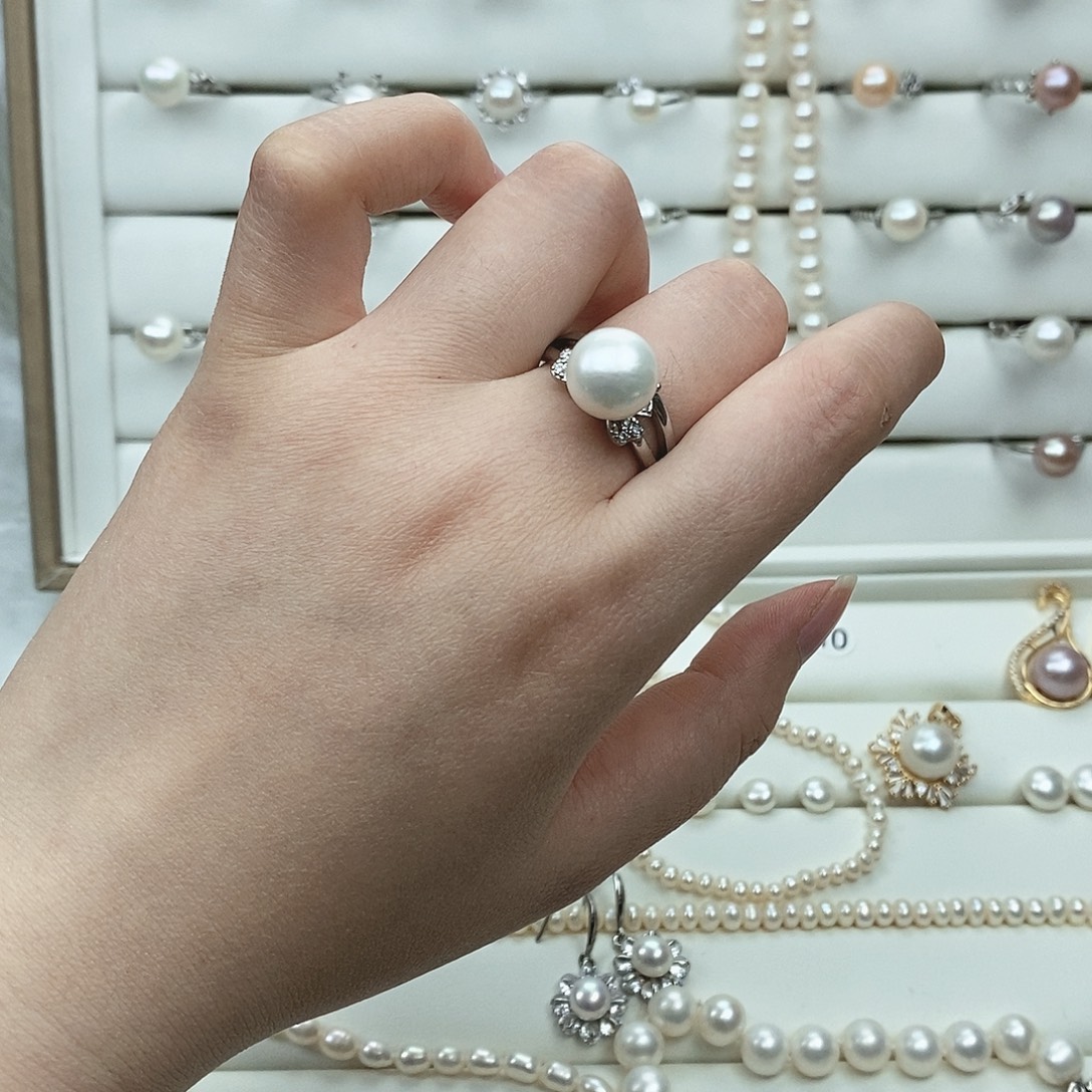 微***使淡水珍珠戒指银S925镶嵌