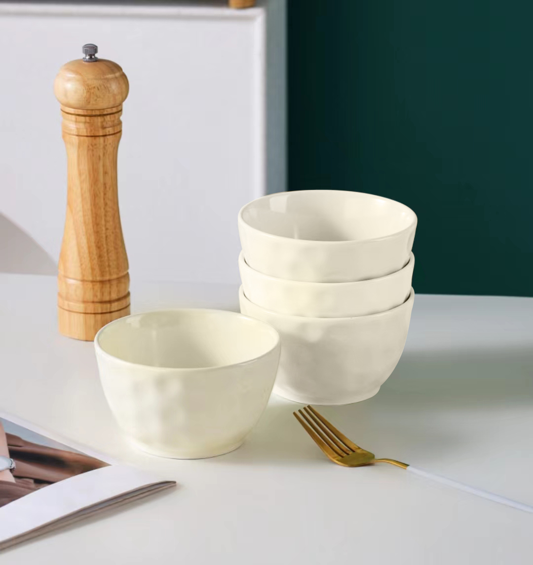 芬利兰【4个装】釉下彩4.7英寸石纹4个米饭碗家用陶瓷-S11