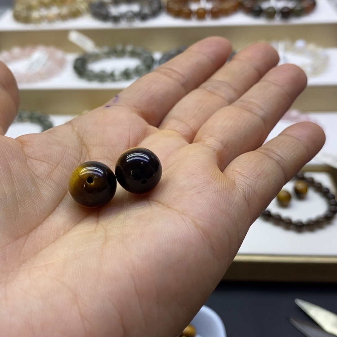 木变石（虎睛石）手链未镶嵌降*式黄单珠虎眼石