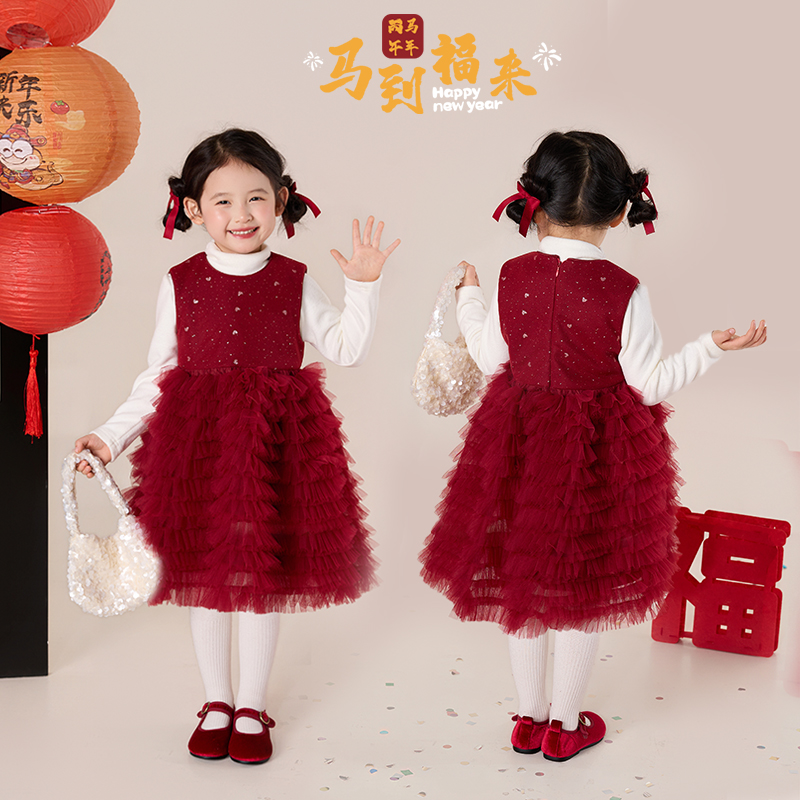 YS【千金归来】儿童韩系大气加厚撒银蛋糕纱裙（年款）WZJ-26847