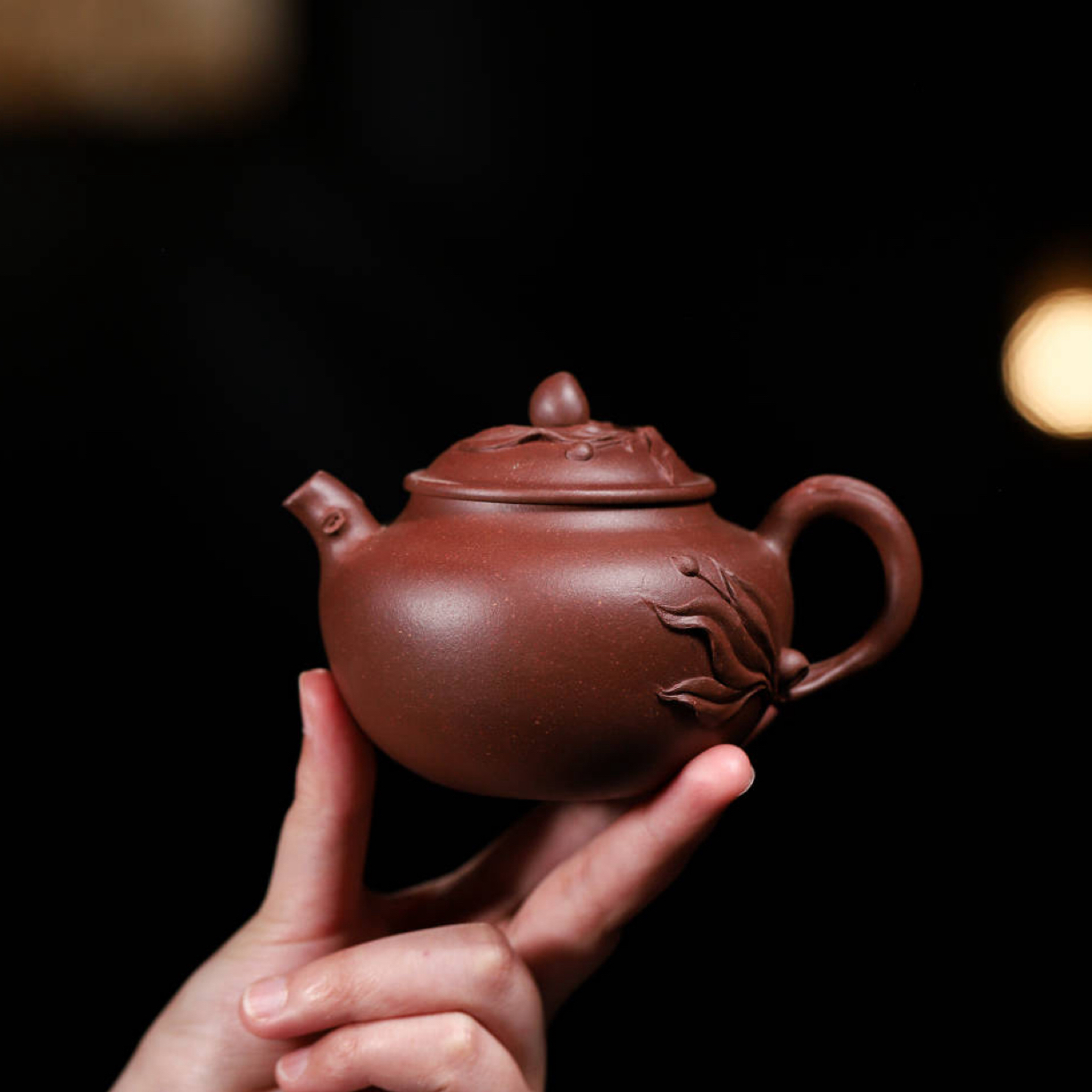 【桃影】宜兴紫砂壶  红皮龙    全手工制作