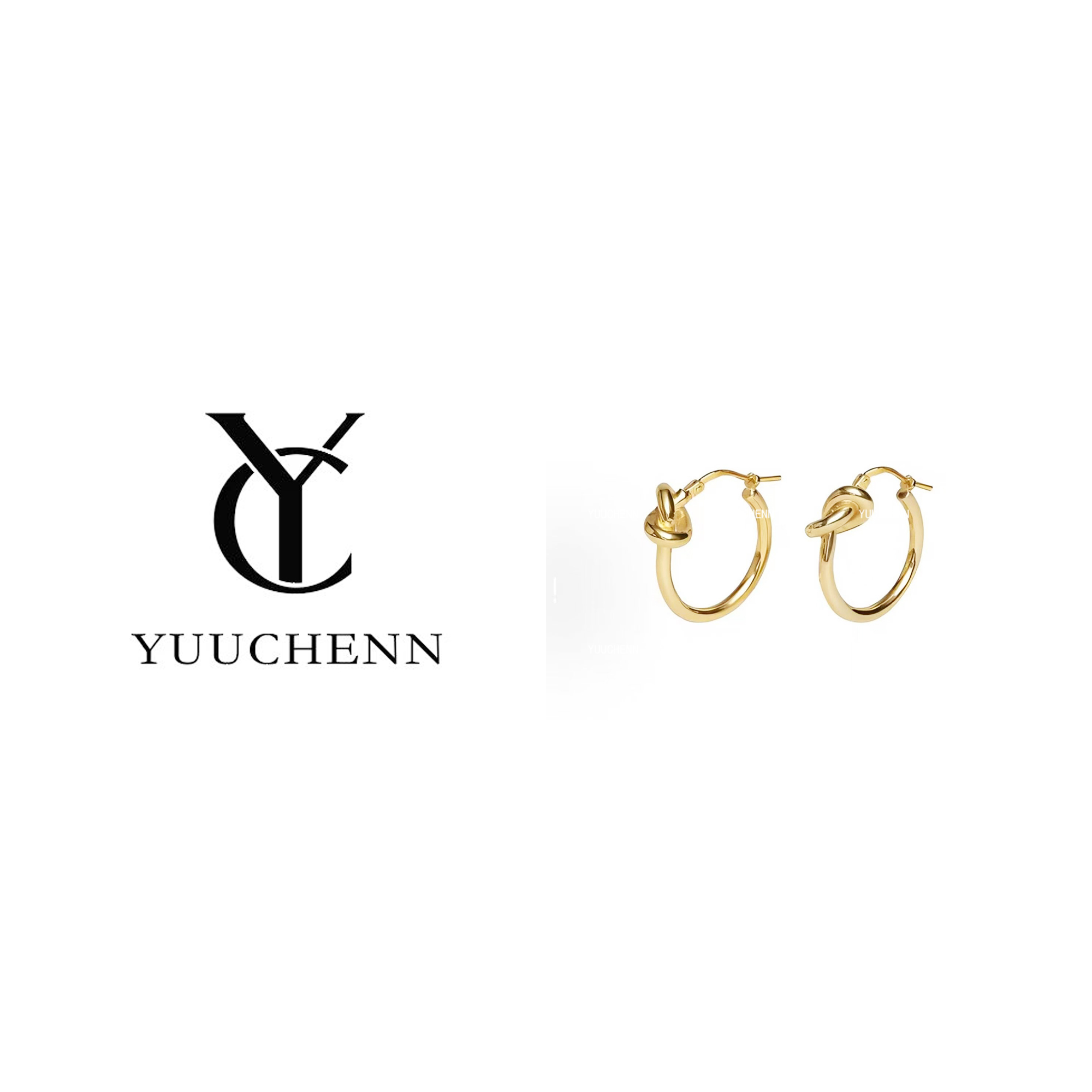 铜合金耳饰 YUUCHENN  Knot 金色饰面黄铜圈式耳环 女款金色 