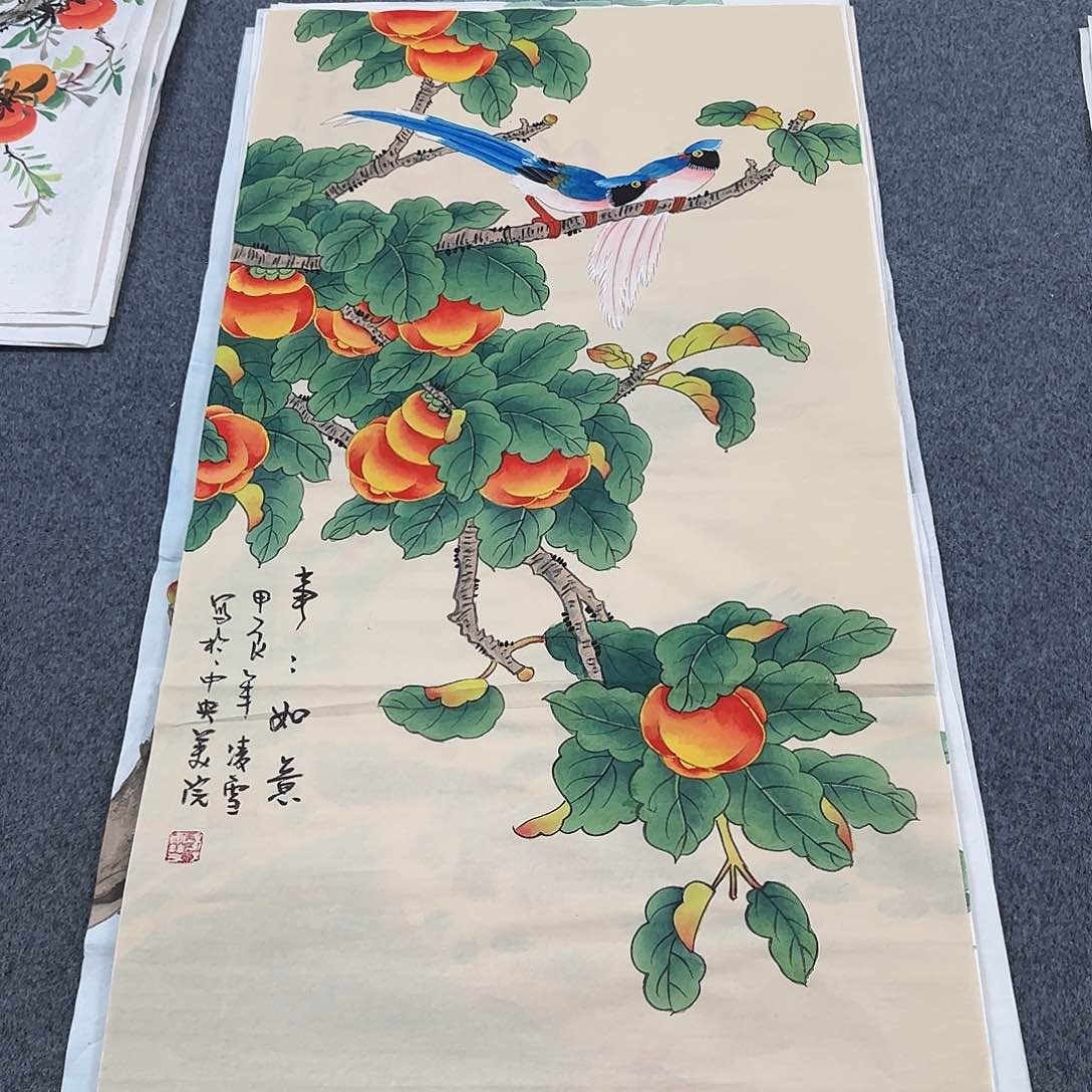 国画尺寸50X100手绘作品 