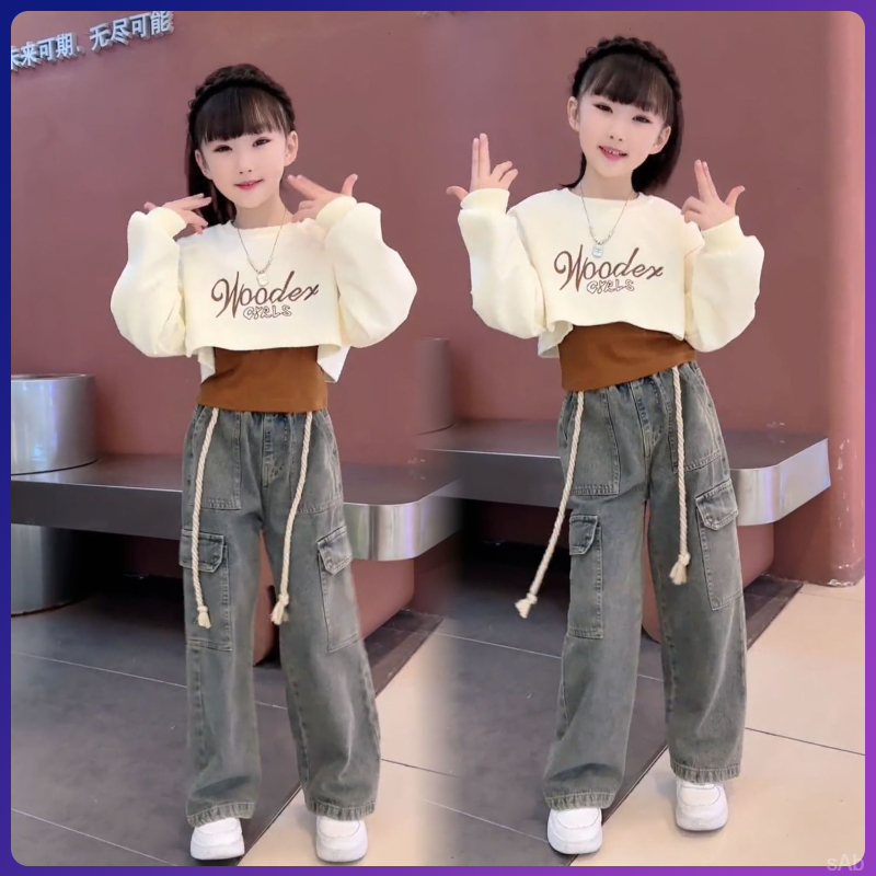 潮款女孩春秋简约套装6-12岁女童秋装套装2025春秋韩版中大童女孩