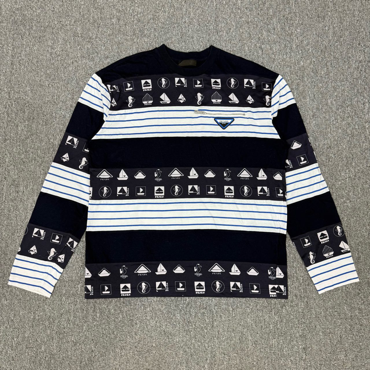 99新 Prada/普拉达 13194784 拼接三角标口袋拉链卫衣 L码98新