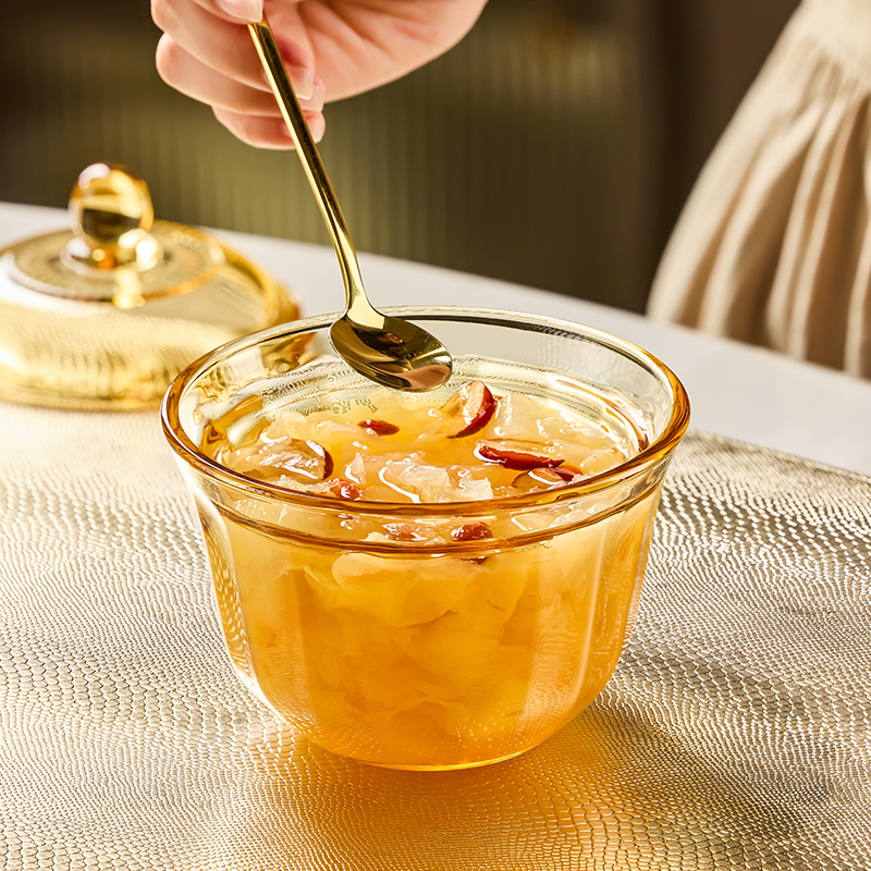 VISIONS晶钻玻璃炖盅450ml两件组透明家用欧式茶色带盖氛围家具