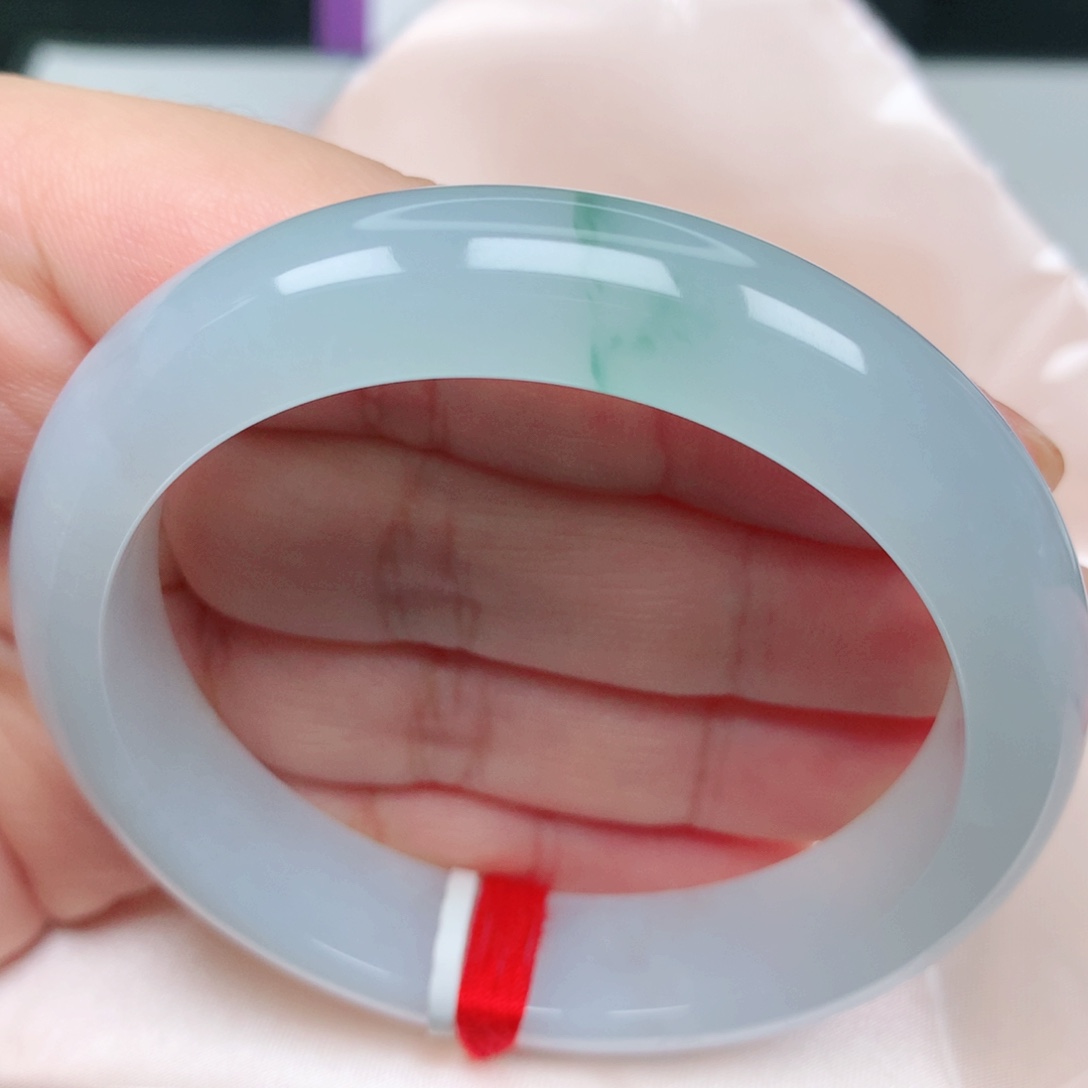 未镶嵌手镯翡翠8冰胶飘花 清爽