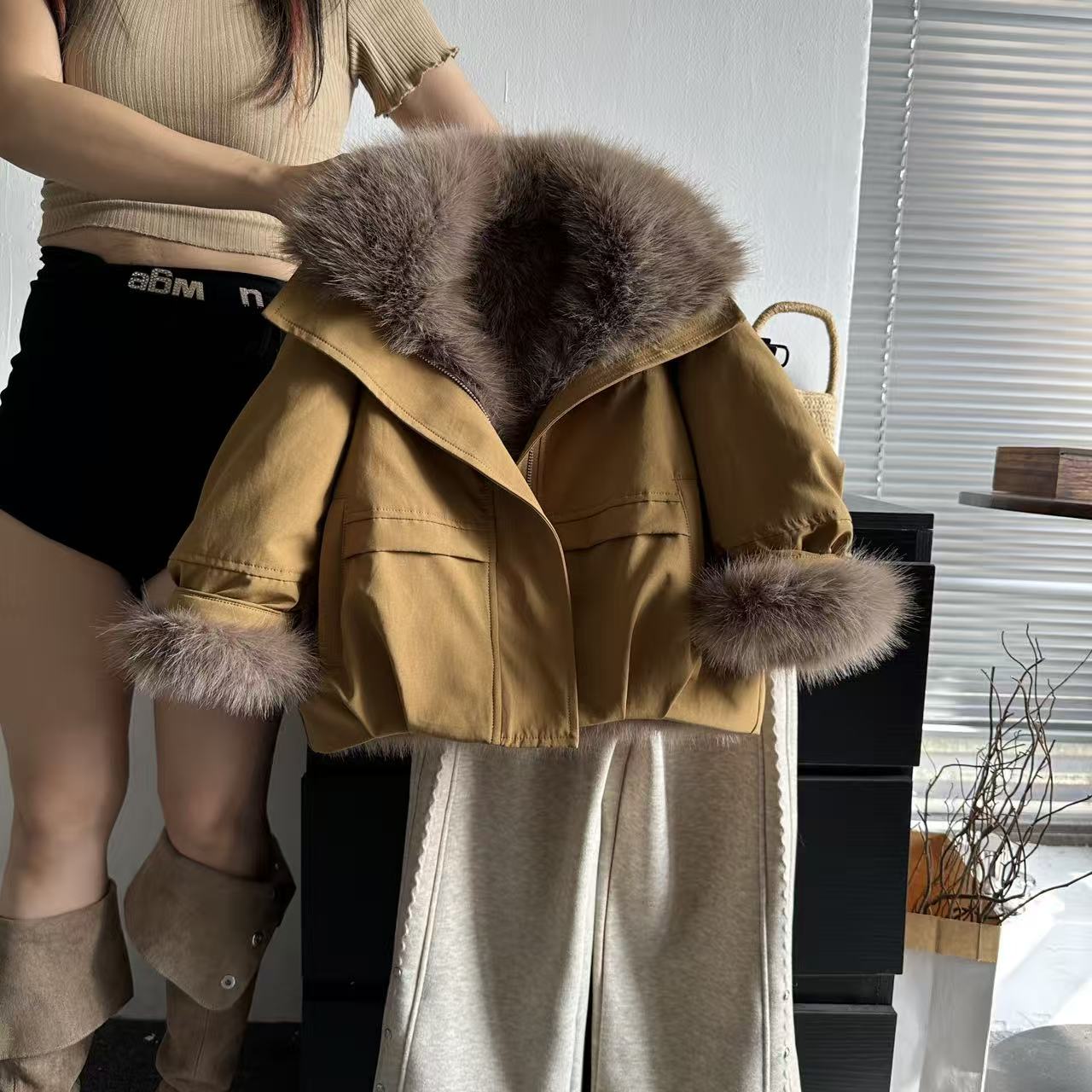 儿童2025新款毛毛外套加绒加厚冬季洋气时尚韩版夹克派克服25416