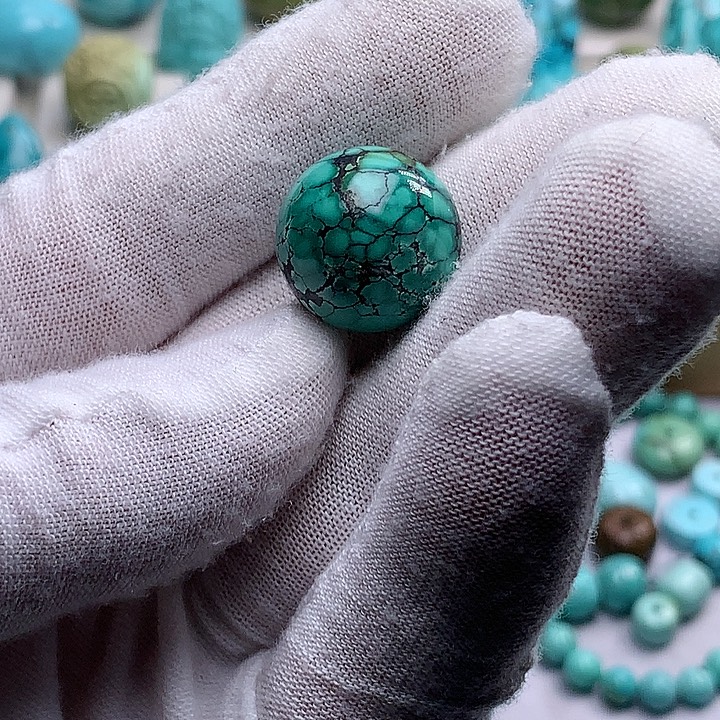 未镶嵌绿松石珠宝奇石直径16.5网花圆珠